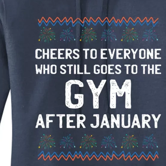 Cheers To Gym Goers After January Happy New Year Workout Nye Gift Women's Pullover Hoodie