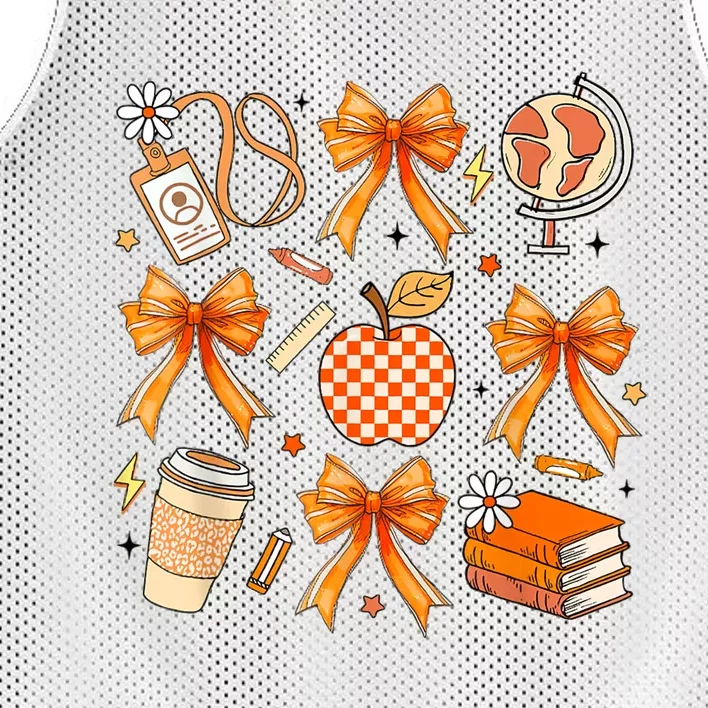 Coquette Teacher Game Day Fall Autumn Book Coffee Mesh Reversible Basketball Jersey Tank