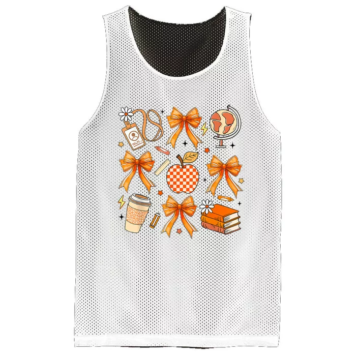 Coquette Teacher Game Day Fall Autumn Book Coffee Mesh Reversible Basketball Jersey Tank