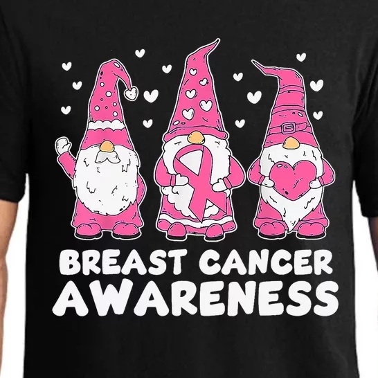 Cute Three Gnomes Pink Ribbon Breast Cancer Awareness Pajama Set