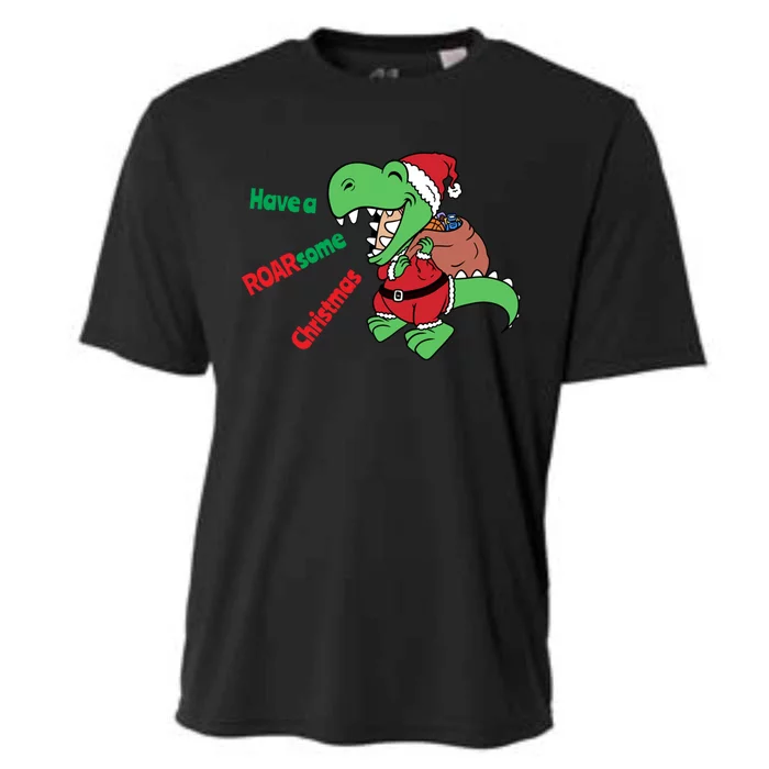 Christmas Trex Gift Have A Roarsome Christmas Gift Cooling Performance Crew T-Shirt