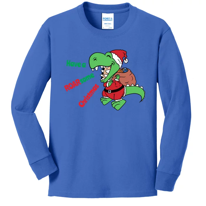 Christmas Trex Gift Have A Roarsome Christmas Gift Kids Long Sleeve Shirt