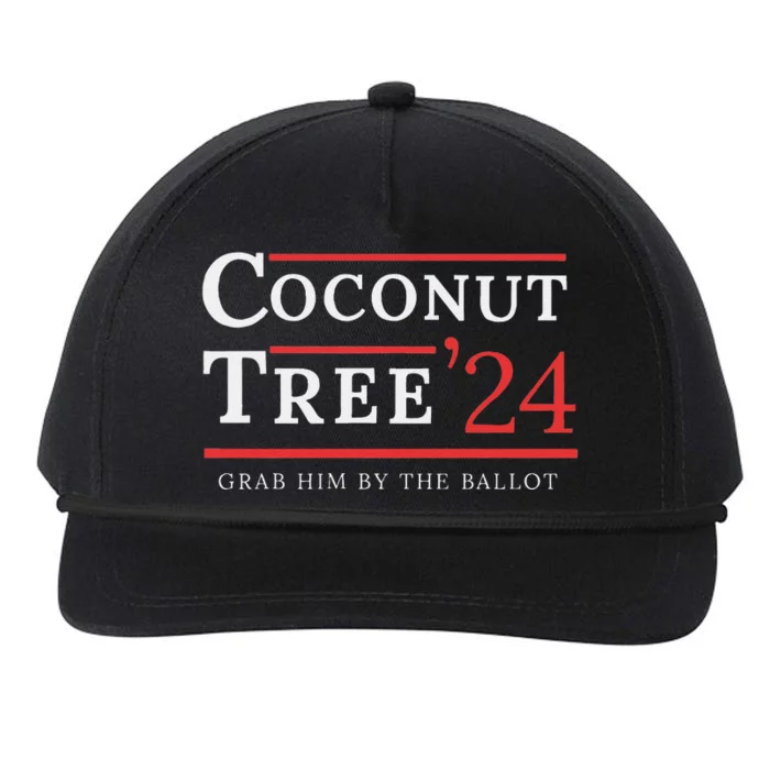 Coconut Tree Grab Him By The Ballot Election 2024 Snapback Five-Panel Rope Hat