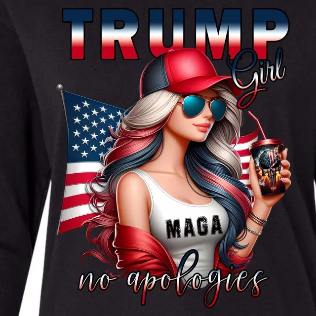 Cool Trump Girl No Apologies Maga 2024 Womens Cotton Relaxed Long Sleeve T-Shirt