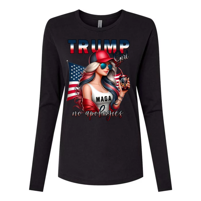 Cool Trump Girl No Apologies Maga 2024 Womens Cotton Relaxed Long Sleeve T-Shirt