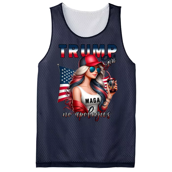 Cool Trump Girl No Apologies Maga 2024 Mesh Reversible Basketball Jersey Tank