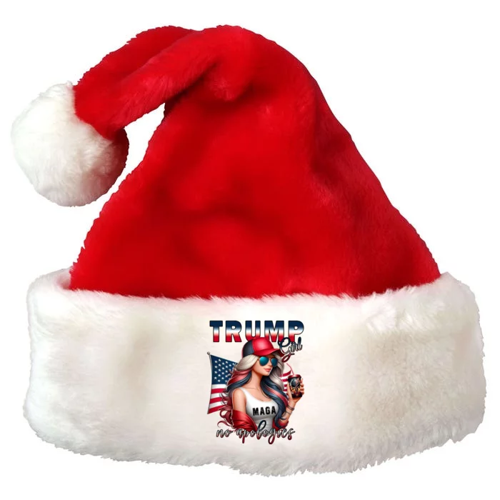 Cool Trump Girl No Apologies Maga 2024 Premium Christmas Santa Hat