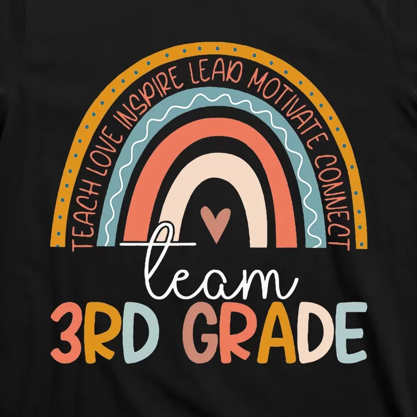 Cute Third Grade Teacher Boho Rainbow Team 3rd Grade T-Shirt