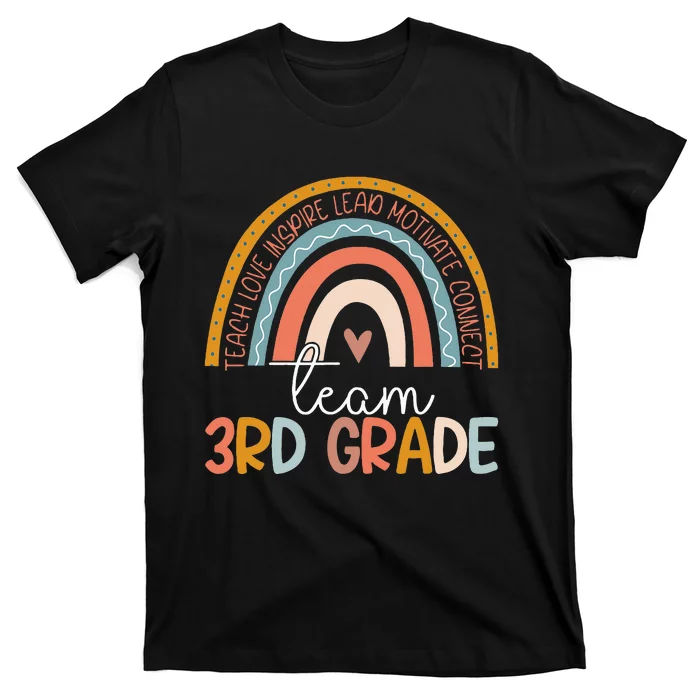 Cute Third Grade Teacher Boho Rainbow Team 3rd Grade T-Shirt