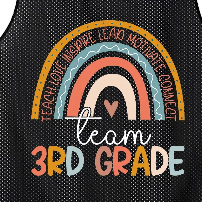 Cute Third Grade Teacher Boho Rainbow Team 3rd Grade Mesh Reversible Basketball Jersey Tank