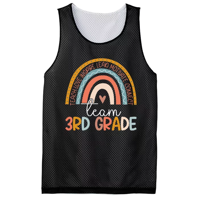 Cute Third Grade Teacher Boho Rainbow Team 3rd Grade Mesh Reversible Basketball Jersey Tank