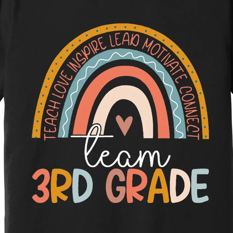 Cute Third Grade Teacher Boho Rainbow Team 3rd Grade Premium T-Shirt