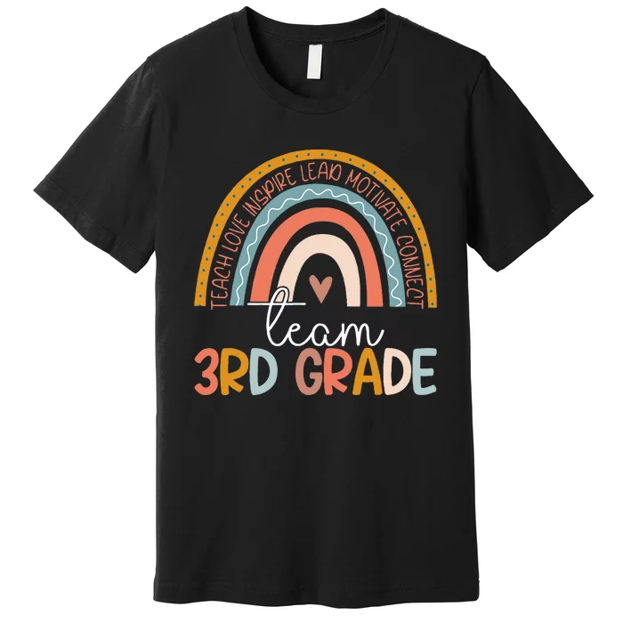 Cute Third Grade Teacher Boho Rainbow Team 3rd Grade Premium T-Shirt