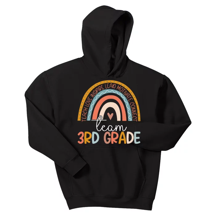 Cute Third Grade Teacher Boho Rainbow Team 3rd Grade Kids Hoodie