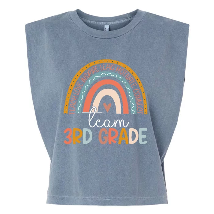 Cute Third Grade Teacher Boho Rainbow Team 3rd Grade Garment-Dyed Women's Muscle Tee