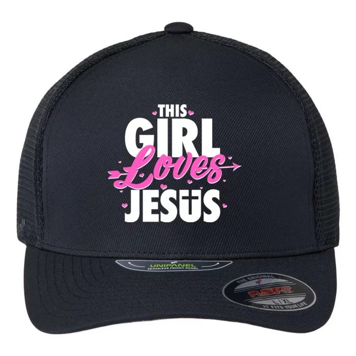 Cute This Girl Loves Jesus Flexfit Unipanel Trucker Cap