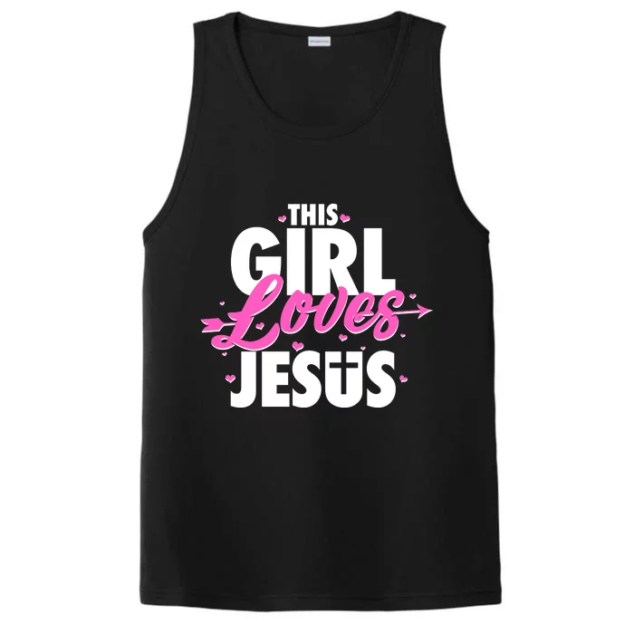 Cute This Girl Loves Jesus Performance Tank