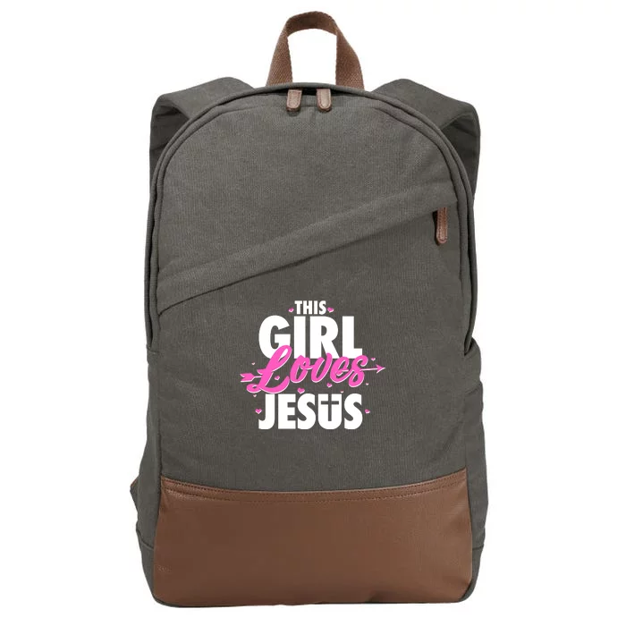 Cute This Girl Loves Jesus Cotton Canvas Backpack