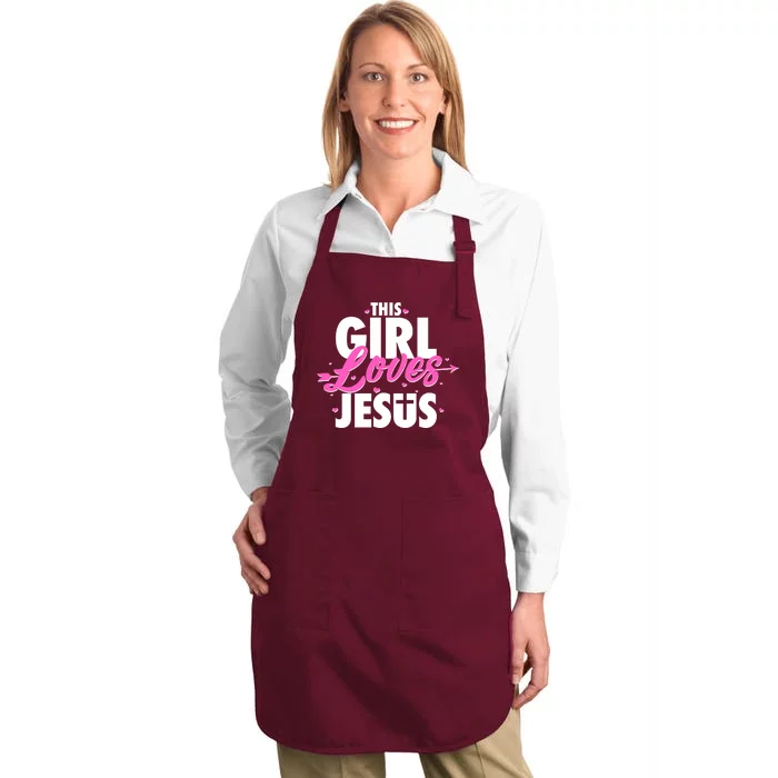 Cute This Girl Loves Jesus Full-Length Apron With Pocket