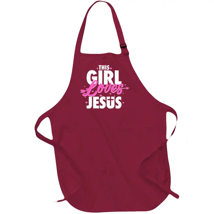 Cute This Girl Loves Jesus Full-Length Apron With Pocket