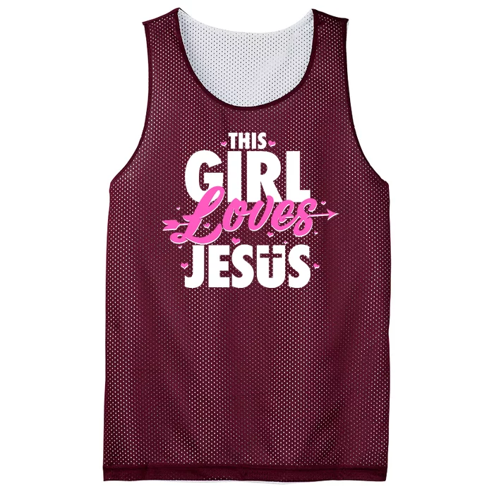 Cute This Girl Loves Jesus Mesh Reversible Basketball Jersey Tank