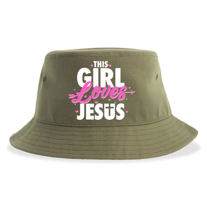 Cute This Girl Loves Jesus Sustainable Bucket Hat