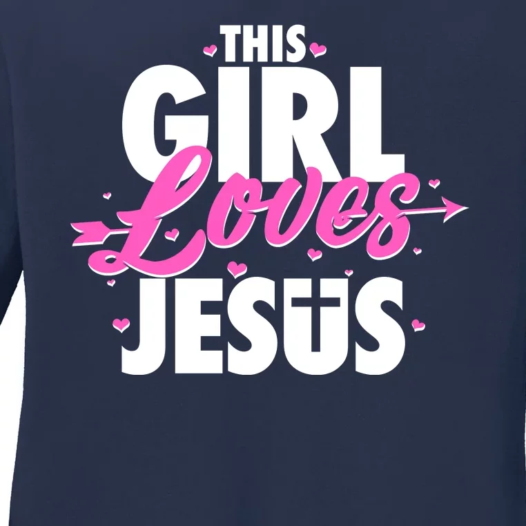 Cute This Girl Loves Jesus Ladies Long Sleeve Shirt