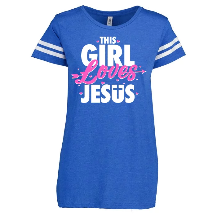 Cute This Girl Loves Jesus Enza Ladies Jersey Football T-Shirt