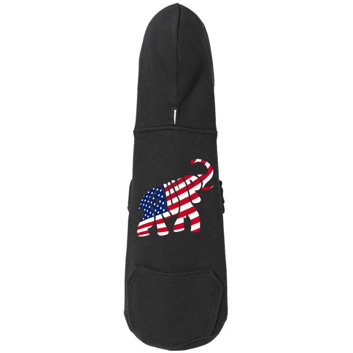 Cute Trump Gift Proud American Flag Elephant Doggie 3-End Fleece Hoodie