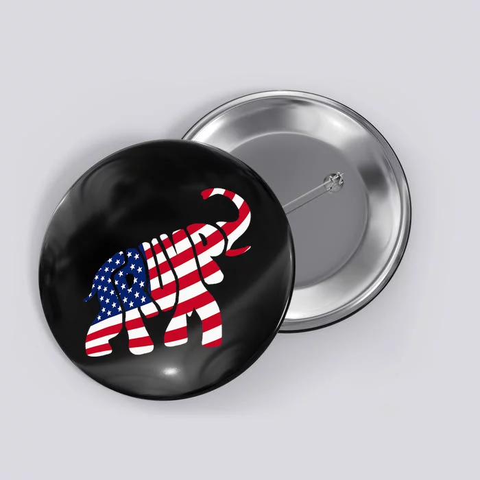 Cute Trump Gift Proud American Flag Elephant Button