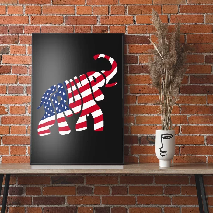 Cute Trump Gift Proud American Flag Elephant Poster