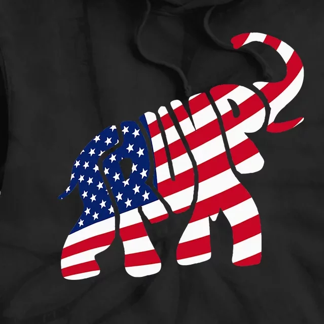 Cute Trump Gift Proud American Flag Elephant Tie Dye Hoodie