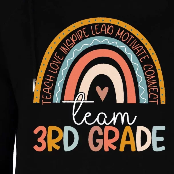 Cute Third Grade Teacher Boho Rainbow Team 3rd Grade Womens Funnel Neck Pullover Hood