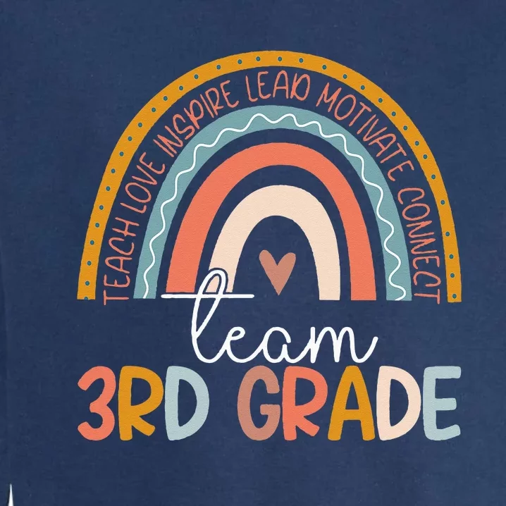 Cute Third Grade Teacher Boho Rainbow Team 3rd Grade Garment-Dyed Sweatshirt