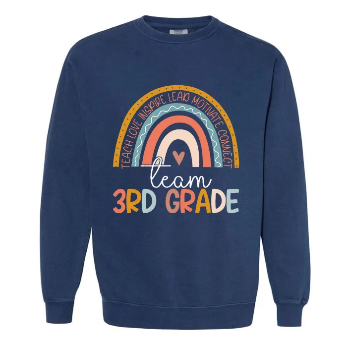 Cute Third Grade Teacher Boho Rainbow Team 3rd Grade Garment-Dyed Sweatshirt