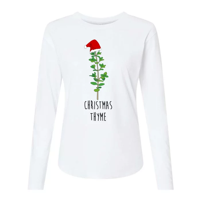 Christmas Thyme Holiday Womens Cotton Relaxed Long Sleeve T-Shirt