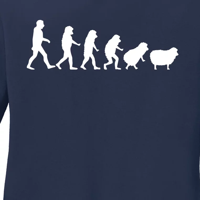 Conspiracy Theorist Human Evolution Wake Up Sheeple Sheep Ladies Long Sleeve Shirt