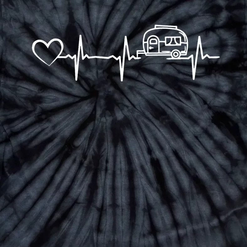 Camping Trailer Heartbeat Heart Motorhome Heartbeat Tie-Dye T-Shirt