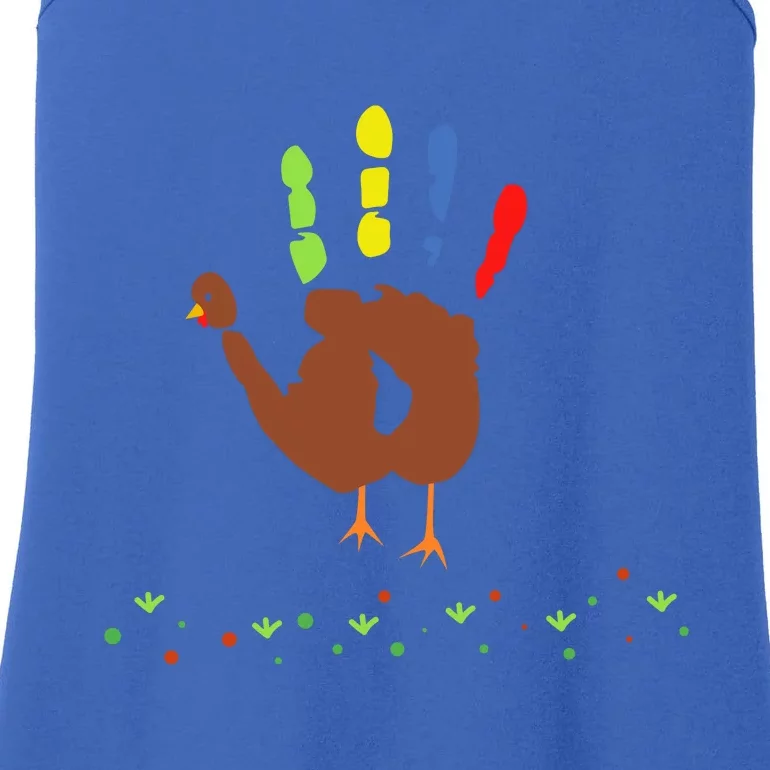 Cutest Turkey Handprint Thanksgiving Ladies Essential Tank