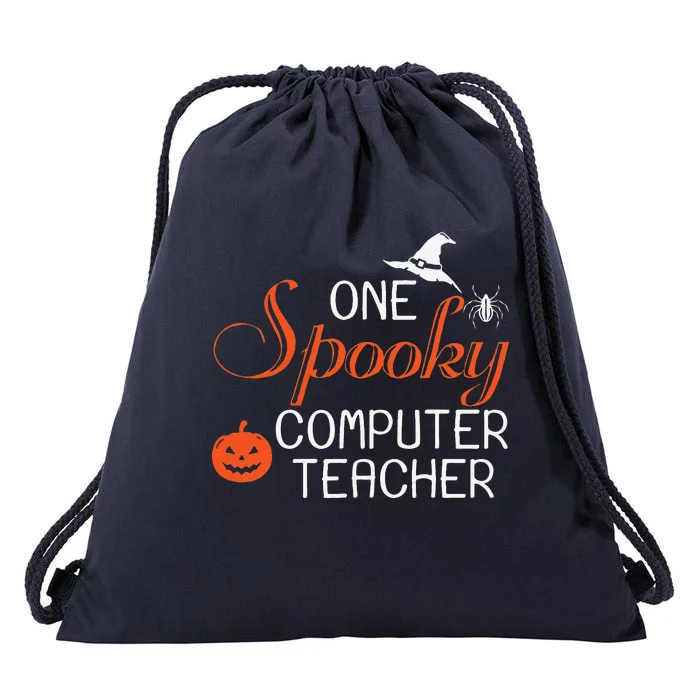 Computer Teacher Halloween Funny Spooky Gift Drawstring Bag