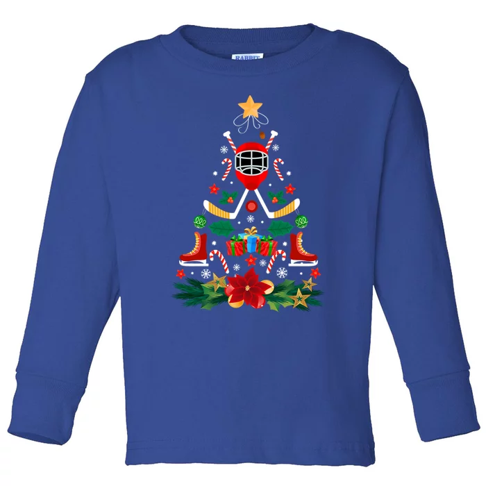 Christmas Tree Hockey Players Costume Hockey Lovers Hockey Gift Toddler Long Sleeve Shirt