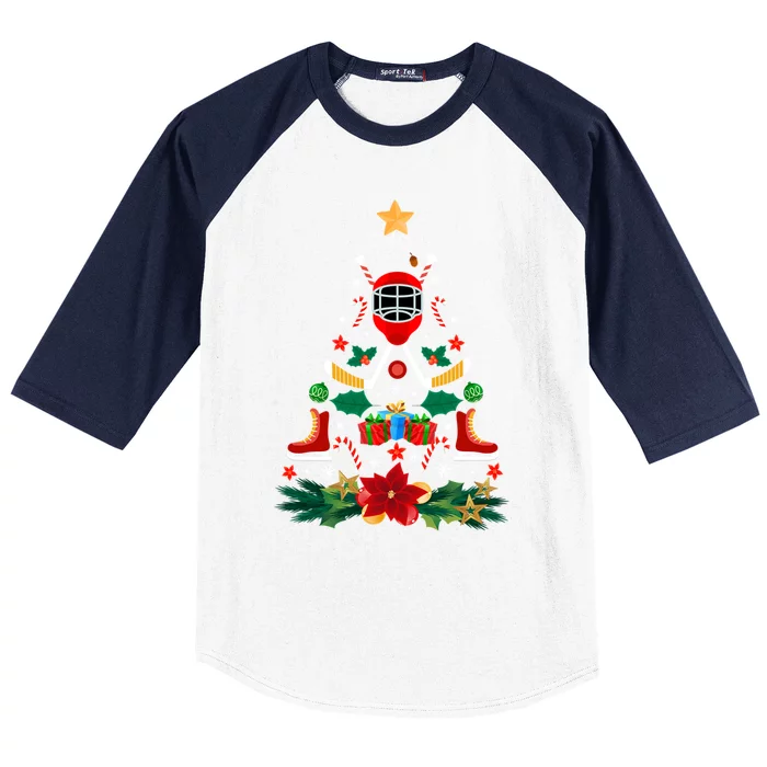 Christmas Tree Hockey Players Costume Hockey Lovers Hockey Gift Baseball Sleeve Shirt