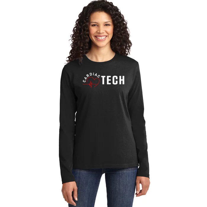 Cardiac Tech Heart Ladies Long Sleeve Shirt