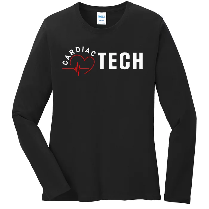 Cardiac Tech Heart Ladies Long Sleeve Shirt