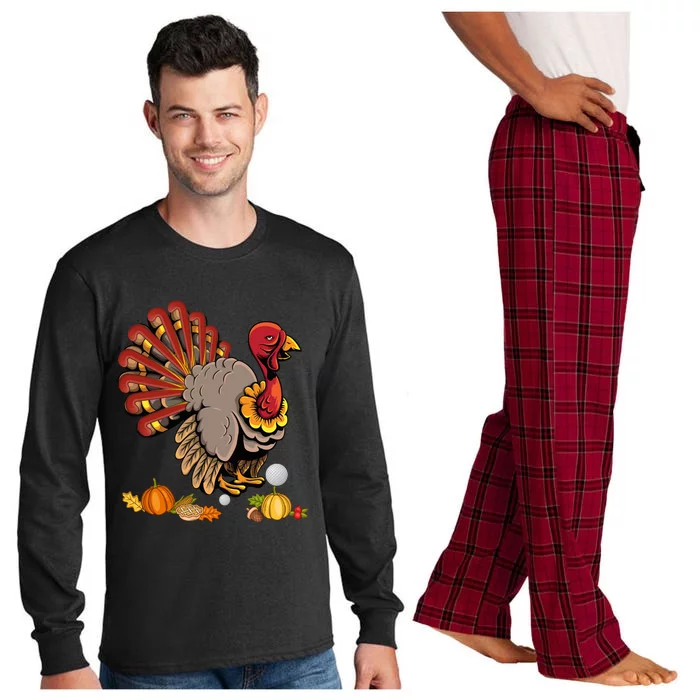 Cute Turkey Hockey Player Turkey's Day Happy Thanksgiving Gift Long Sleeve Pajama Set