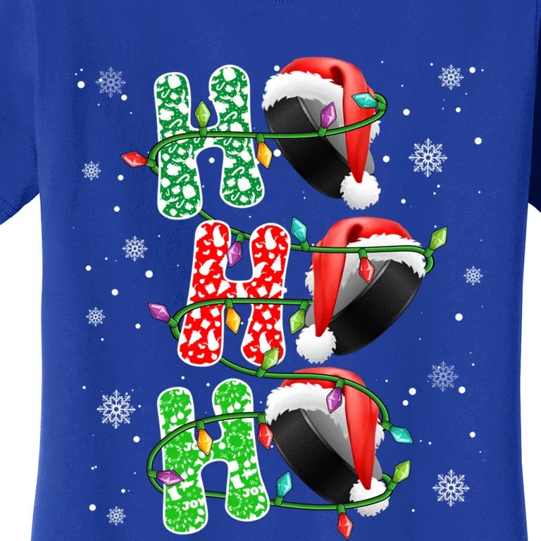 Christmas Tree Ho Ho Ho Santa Claus Hat Hockey Xmas Sport Funny Gift Women's T-Shirt