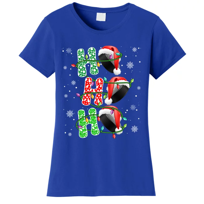 Christmas Tree Ho Ho Ho Santa Claus Hat Hockey Xmas Sport Funny Gift Women's T-Shirt