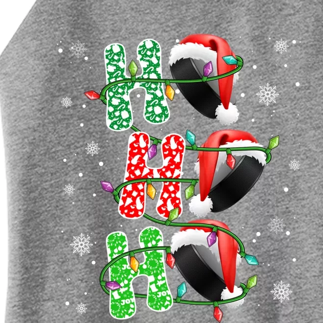 Christmas Tree Ho Ho Ho Santa Claus Hat Hockey Xmas Sport Funny Gift Women’s Perfect Tri Rocker Tank