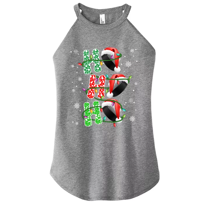 Christmas Tree Ho Ho Ho Santa Claus Hat Hockey Xmas Sport Funny Gift Women’s Perfect Tri Rocker Tank