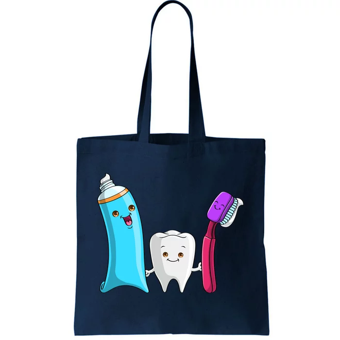 Cute Tooth Holding Toothbrush And Toot Paste Tote Bag